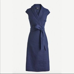 NWT J. Crew belted faux-wrap dress in stretch linen